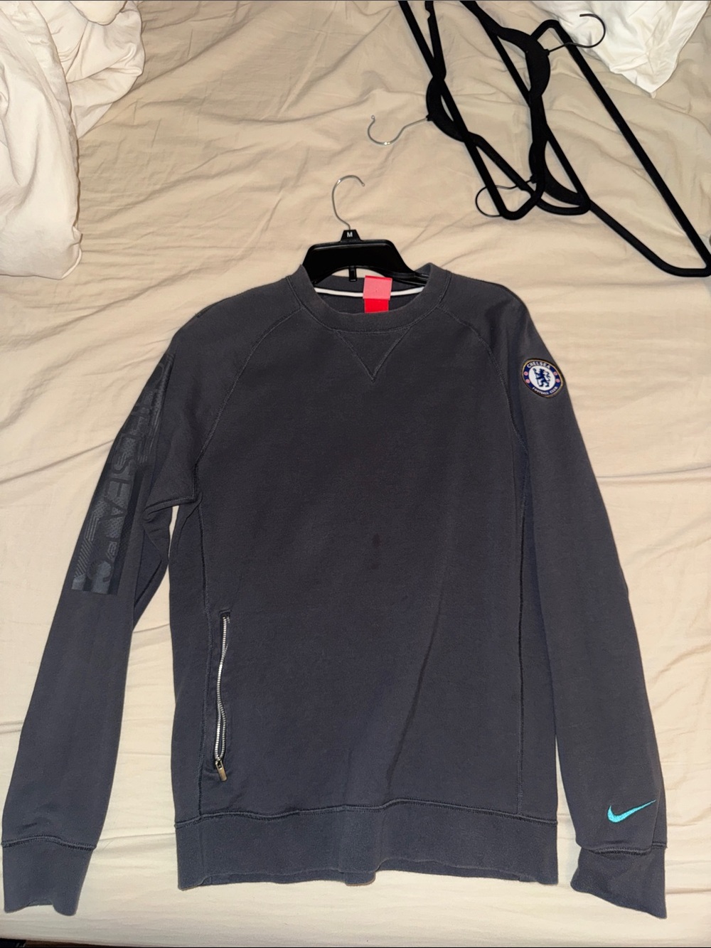 Nike Dark Gray Crewneck Sweatshirt with Chelsea FC Patch
